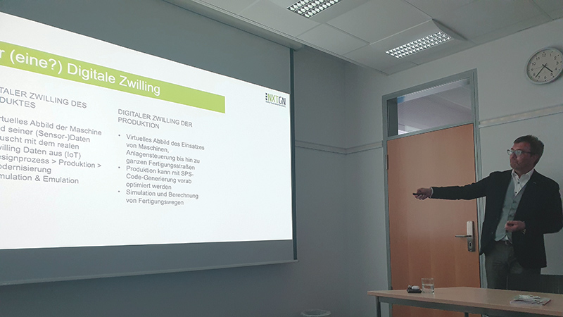 20190424 Herr Franke von der NXTGN Solutions GmbH haelt einen Vortrag ueber den Digitalen Zwilling