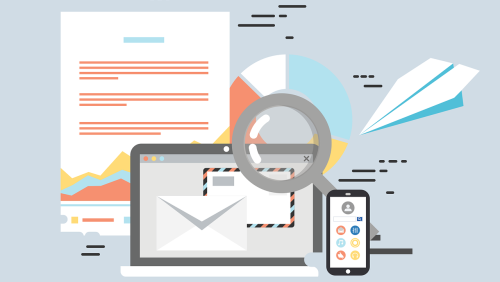 Grafik von Online Plattform auf Laptop und Handy