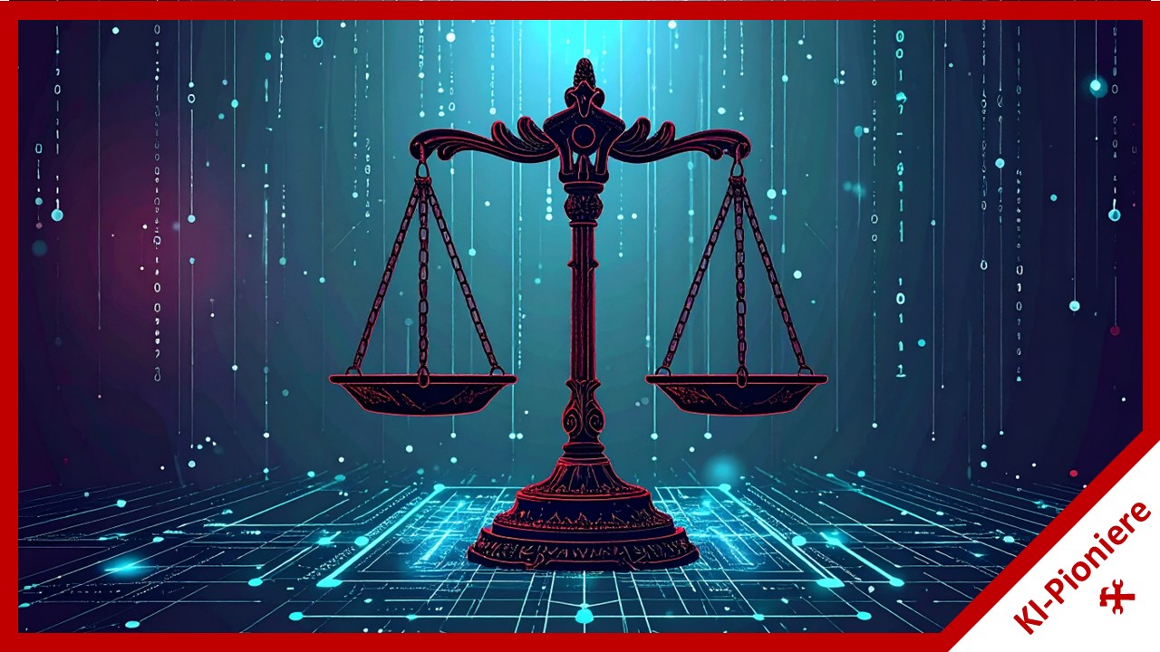 Waage vor digitalem Hintergrund