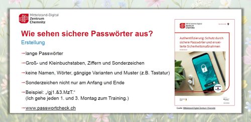 wie sehen sichere Passwörter aus. Präsentationsfolie