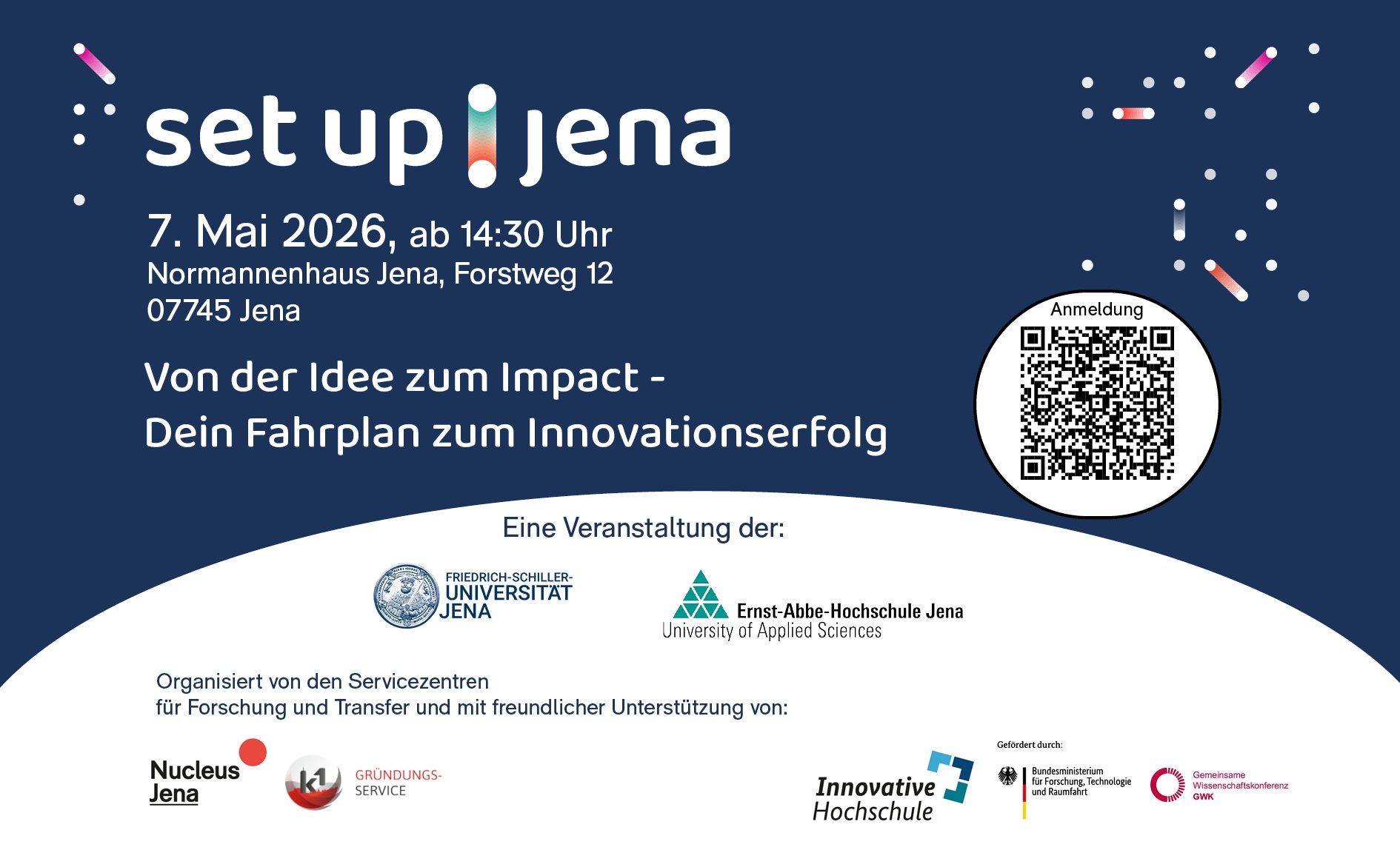 | Banner mit Titel und Datum (07.05.2025) zur Veranstaltung „Set up : Jena 2026“