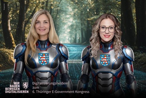 Zwei Frauen verkleidet als Roboter